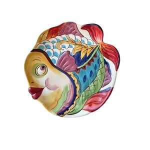 Dario Farrucci 90's Design Ceramic Fish Plate Hand Painted  10" Whimsical # 1